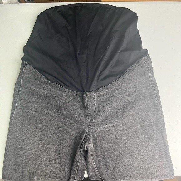 Madewell Over the Belly Distressed Raw Hem Black Sea Skinny Maternity Jean sz 30 - Picture 5 of 15